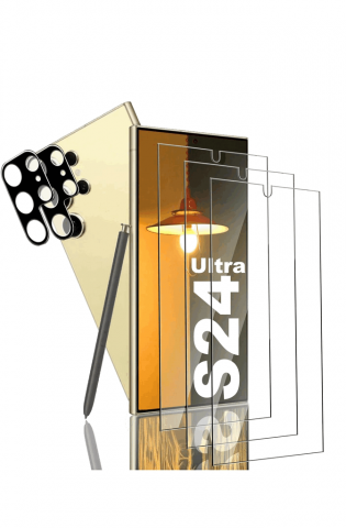 Huse, Folii & Accesorii Telefoane - Pachet 3x Protecție Ecran și Cameră pentru Samsung Galaxy S24 Ultra, FBNN,G8RB