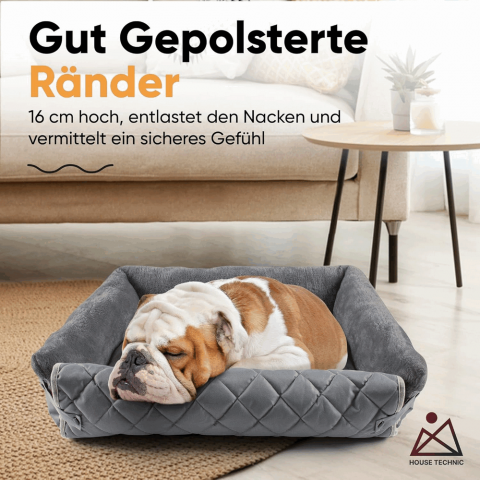 Culcus pentru caini si pisici, Forma de canapea, Material foarte moale, 70 x 60 x 16cm, Gri inchis [1]