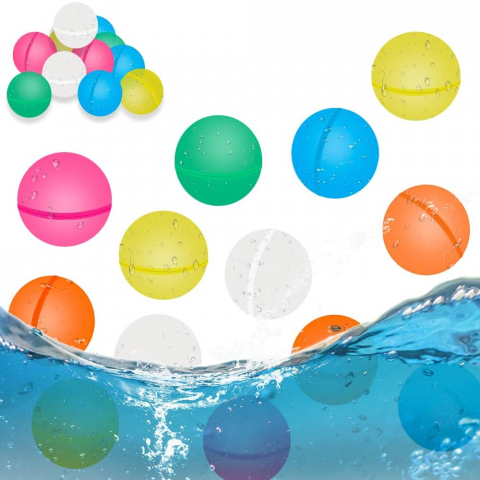 Jucării & Jocuri - Set 12 Baloane de Apa Reutilizabile, Umplere Rapida, Silicon Moale, Jucarii de Vara pentru Copii 4-12 Ani, Activitati in Aer Liber, Piscina, Plaja