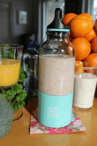 Blender Portabil, Incarcare USB, Electric, Prepara Sucuri pentru Fitness, Smoothie, Milk Shake, 6 Lame din Otel Inoxidabil, 2600 mAh, 500 ml, Bleu [2]