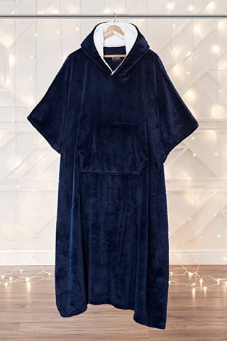 Patura Hanorac cu gluga, supradimensionata, CityComfort, din Fleece, pentru Barbati si Femei, Navy, Marime Universala [2]