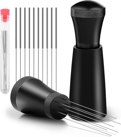Casă, Grădină & Bricolaj - Accesoriu Profesional pentru Espresso, 7 Ace 0.3 mm, Negru, Dispozitiv Detasabil de Amestecare Cafea