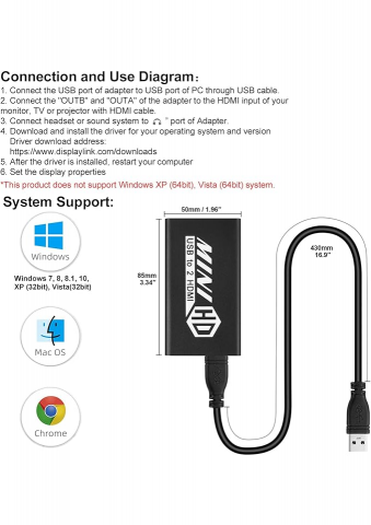 Adaptor USB 3.0 la Dual HDMI, pentru extindere imaginea monitorului, 60Hz - 49PT [2]