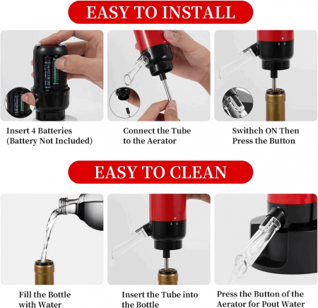 Aerator si Dispenser Automat Electric pentru Sticla de Vin, Profesional, portabil, EASY Making Life Simple, MGS-KD -3, Rosu [2]