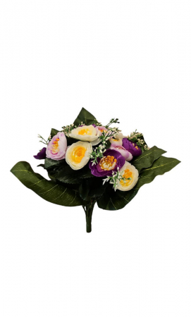 Aranjament buchet 19 flori artificiale, multicolor, rezistent UV, plastic, diametru 30 cm [3]