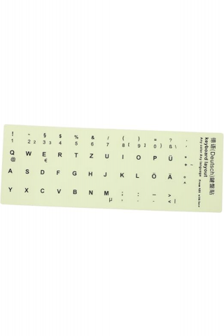 IT, PC & Periferice - Autocolant fosforescent pentru tastatură în limba germană, 1 coală, 18x6,5 cm