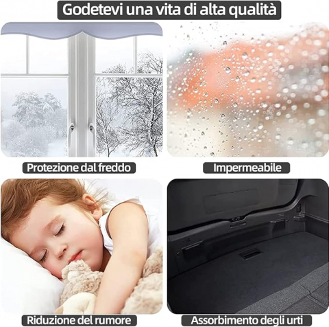 Bandă Autoadezivă de Etanșare pentru Uși și Ferestre, Profil D, 10M, Izolare Fonica și Termică, Cauciuc Rezistent, Alb [5]