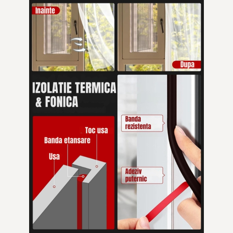 Banda etansare usi ferestre profil D silicon autoadeziv 6 m alba 9 x 6 mm [2]