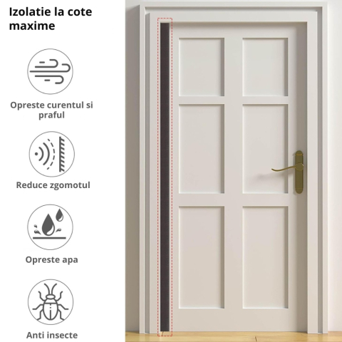 Banda etansare usi si ferestre 6m x 15mm profil V triplu strat spuma autoadeziva negru [4]