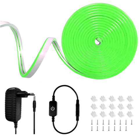 Casă, Grădină & Bricolaj - Banda LED Neon Reglabilă Segrass 5M - Flexibilă și Impermeabilă IP65, 12V, Verde