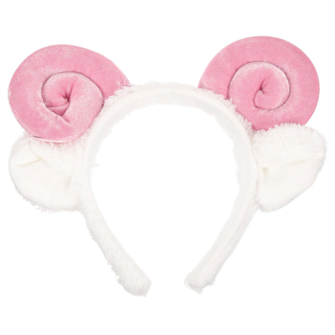 Bentita urechi oaie albe cu coarne roz spiralate accesoriu cosplay cute
