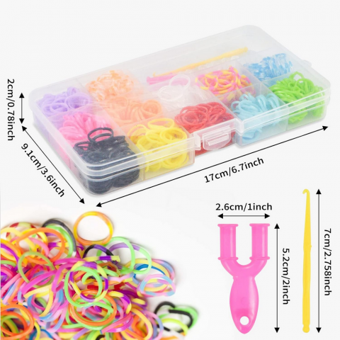 Benzi Elastice Colorate pentru Bratari si Creatii DIY, pentru Fete si Baieti, 600 piese [1]