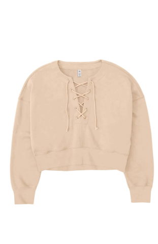 Îmbrăcăminte & Încălțăminte - Bluza casual cu siret dama, bej, REORIA