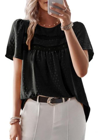 Îmbrăcăminte & Încălțăminte - Bluza lejera de vara pentru femei, cu design boho, BebreezChic, negru