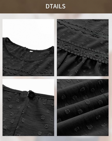 Bluza lejera de vara pentru femei, cu design boho, BebreezChic, negru [5]