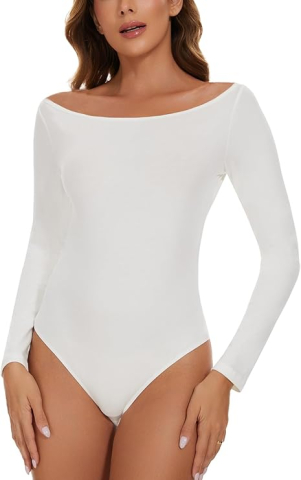 Femei - body-dama-alb-maneca-lunga-guler-rotund-second-skin