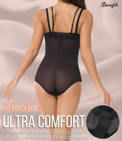 Body modelator pentru femei, cu efect de subtiere si sustinere abdominala, DUROFIT, negru, marime XL [2]