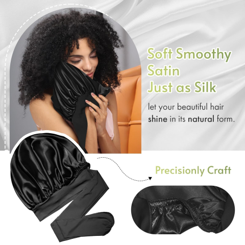 Boneta satin XL pentru par lung si cret, afro [4]