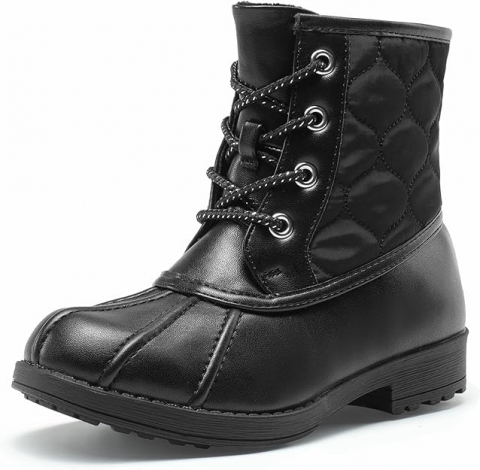 Îmbrăcăminte & Încălțăminte - Botine de Iarnă pentru Fete, Impermeabile și Antiderapante, Căptușeală Călduroasă din Blană Sintetică, DREAM PAIRS, Negru