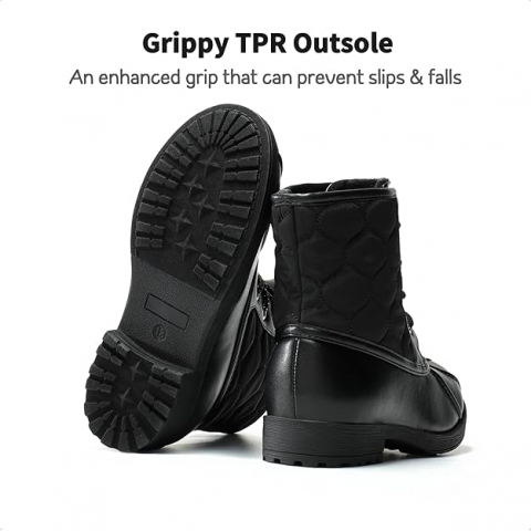 Botine de Iarnă pentru Fete, Impermeabile și Antiderapante, Căptușeală Călduroasă din Blană Sintetică, DREAM PAIRS, Negru [3]