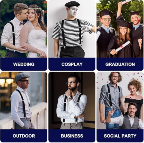 Bretele Elastice latime 5 cm, Forma X, 4 Clipsuri Metalice Rezistente, Unisex [5]