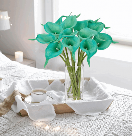 Buchet de 16 Crini Artificiali Calla într-o Vază de Sticlă, TU93 [5]