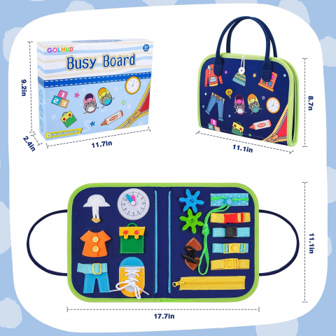 Busy Board 4 in 1 pentru Copii – Jucarie Montessori Senzoriala cu 4 Straturi, Activitati Educative pentru Dezvoltarea Abilitatilor Motorii, Cadou Ideal pentru Copii de 1-5 Ani [1]
