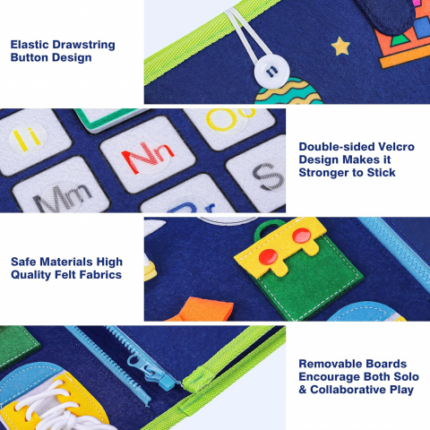 Busy Board 4 in 1 pentru Copii – Jucarie Montessori Senzoriala cu 4 Straturi, Activitati Educative pentru Dezvoltarea Abilitatilor Motorii, Cadou Ideal pentru Copii de 1-5 Ani [3]
