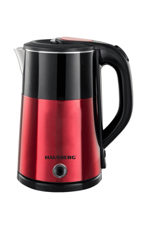 Electrocasnice - Cana fierbator Hausberg HB-3618RS, 1500 W, 2 L, Baza rotativa 360 grade, Indicator luminos, Oprire automata, Rosu