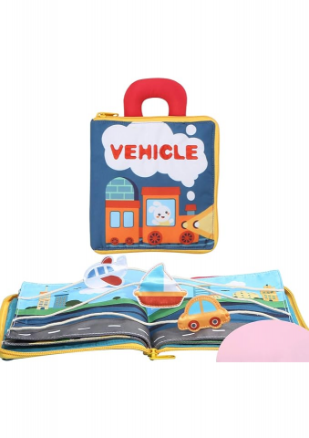 Copii & Bebe - Carte din Material Textil cu Tematica de Transport, pentru copii si bebelusi 3+ luni