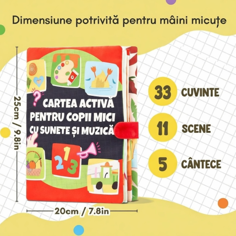 Carte interactivă Montessori cu sunete pentru copii 1 an+, Busy Book educativ cu 6 teme și panou audio, Limba ENGLEZA [2]