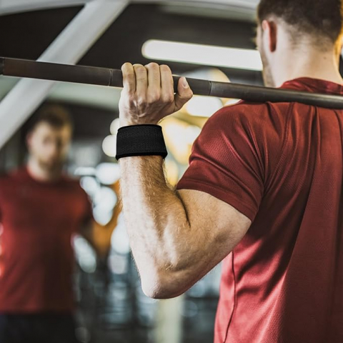 Chingi pentru ridicare de greutati, NUODWELL, Bumbac, pentru antrenament de forta si culturism, bretele sportive, suport suplimentar de prindere a mainii pentru ridicarea greutatii, negru, PF4B [3]