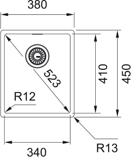 Chiuveta Franke BXX 210/110-34 1/2, otel inoxidabil satinat, 45x38 cm, 20 cm adancime, contine cleme de montaj [1]