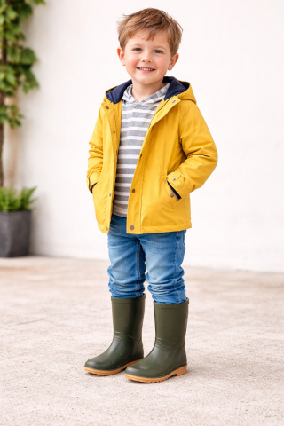 Cizme cauciuc kaki impermeabile copii cu talpa antiderapanta pentru ploaie si noroi [1]