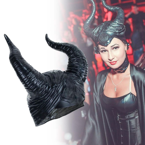 Bentita coarne evil queen negre latex 30x25 cm accesoriu cosplay halloween fantasy [1]
