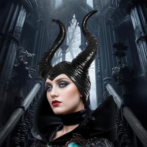 Bentita coarne evil queen negre latex 30x25 cm accesoriu cosplay halloween fantasy [6]
