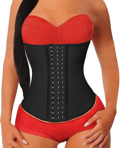 Îmbrăcăminte & Încălțăminte - Corset Modelator ANGOOL TWINS FLAME, Waist Trainer din Latex pentru Talie Subțire, Negru, Mărimea 4XL, 91-97 cm