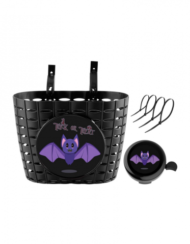 Sport & Travel - Cos bicicleta pentru copii YeloYolker, special pentru Halloween, imprimeu liliac, 20x14x15 cm