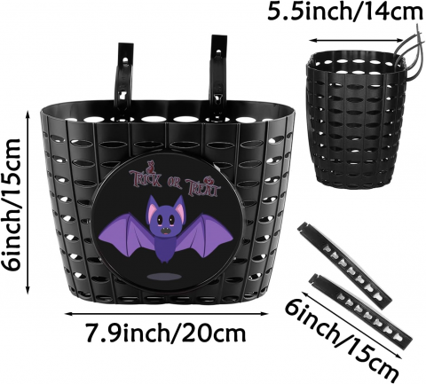 Cos bicicleta pentru copii YeloYolker, special pentru Halloween, imprimeu liliac, 20x14x15 cm [2]