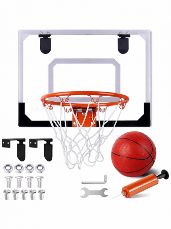 Cos de Baschet pentru Copii, StayGent, Include Pompa de umflat, Minge, Panou Transparent, Inel rabatabil cu Arc, Prindere perete sau usa, pentru interior sau exterior [0]