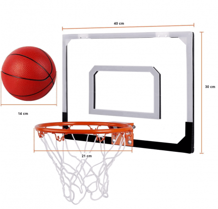 Cos de Baschet pentru Copii, StayGent, Include Pompa de umflat, Minge, Panou Transparent, Inel rabatabil cu Arc, Prindere perete sau usa, pentru interior sau exterior [1]