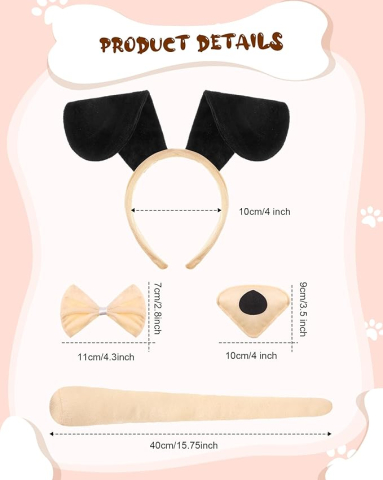 Costum caine cu accesorii bentita nas coada si manusi pentru carnaval [3]