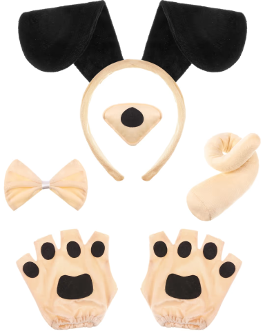 Costume Carnaval - Costum caine cu accesorii bentita nas coada si manusi pentru carnaval