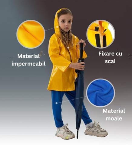 Costum Coraline copii cu pelerina galbena si pantaloni albastri pentru Halloween si carnaval [3]