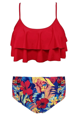 Îmbrăcăminte & Încălțăminte - Costum de baie din două piese pentru fete, SHEKINI, imprimeu floral, marime 10-12 ani, XNMN