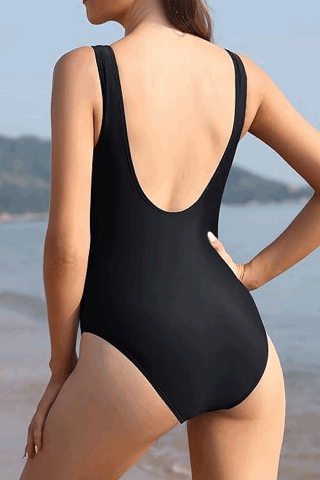 Costum de Baie pentru femei SHEKINI, o piesa, Spate Deschis, Negru/Roz [1]
