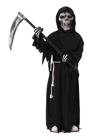Costume Halloween - Costum de Grim Reaper pentru Copii, Pentru Halloween, Carnaval, Zucos, 7-9 ani, 130-140cm, 78A3