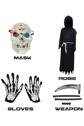 Costum de Grim Reaper pentru Copii, Pentru Halloween, Carnaval, Zucos, 7-9 ani, 130-140cm, 78A3 [1]