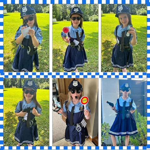 Costum de Politist, Fetite, 9-10 ani, cu Accesorii: Pistol, Toc, Fluier, Catuse, Legitimatie, Lumina Stop si Carnetel de Amenzi [3]