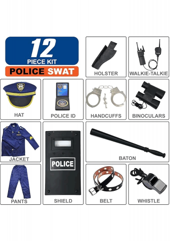 Costum de Polițist pentru Copii, Set de Joc de Rol pentru Halloween, Carnaval, Crăciun, ZUCOS, 3-4 ani, 100-110 cm, 336V [1]